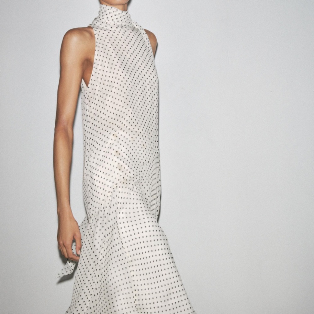 Zara Polka Dot Halter Dress ZW Collection